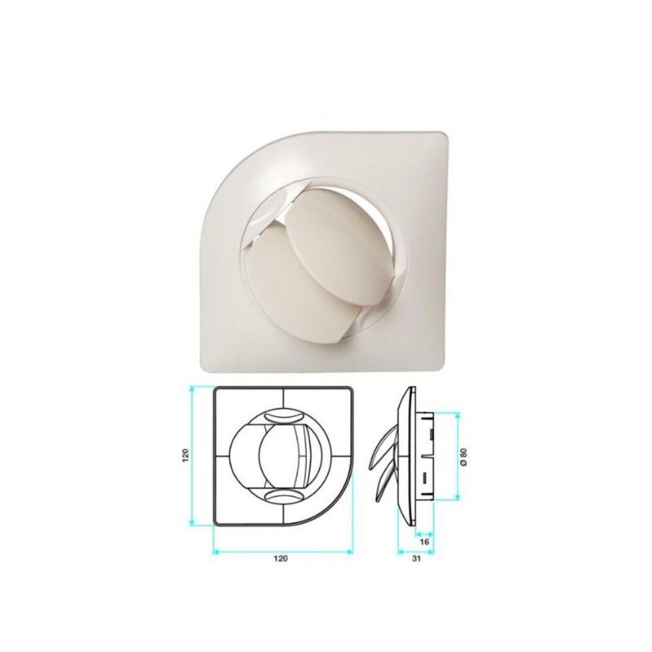 Bouche Bio Design carré Ø 80 mm - Aldes - 11022065
