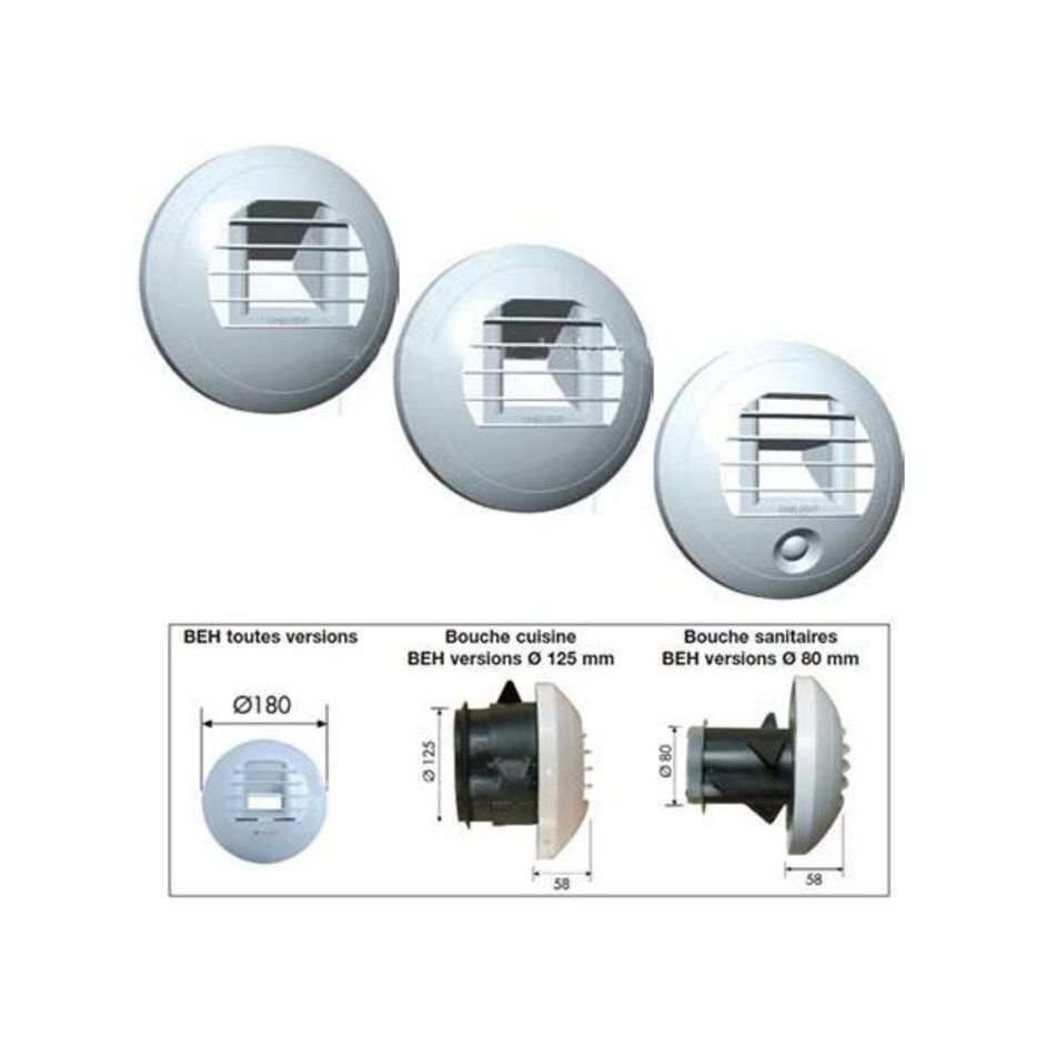 Bouches d'extraction hygroréglables WC Ø 80 - 858322