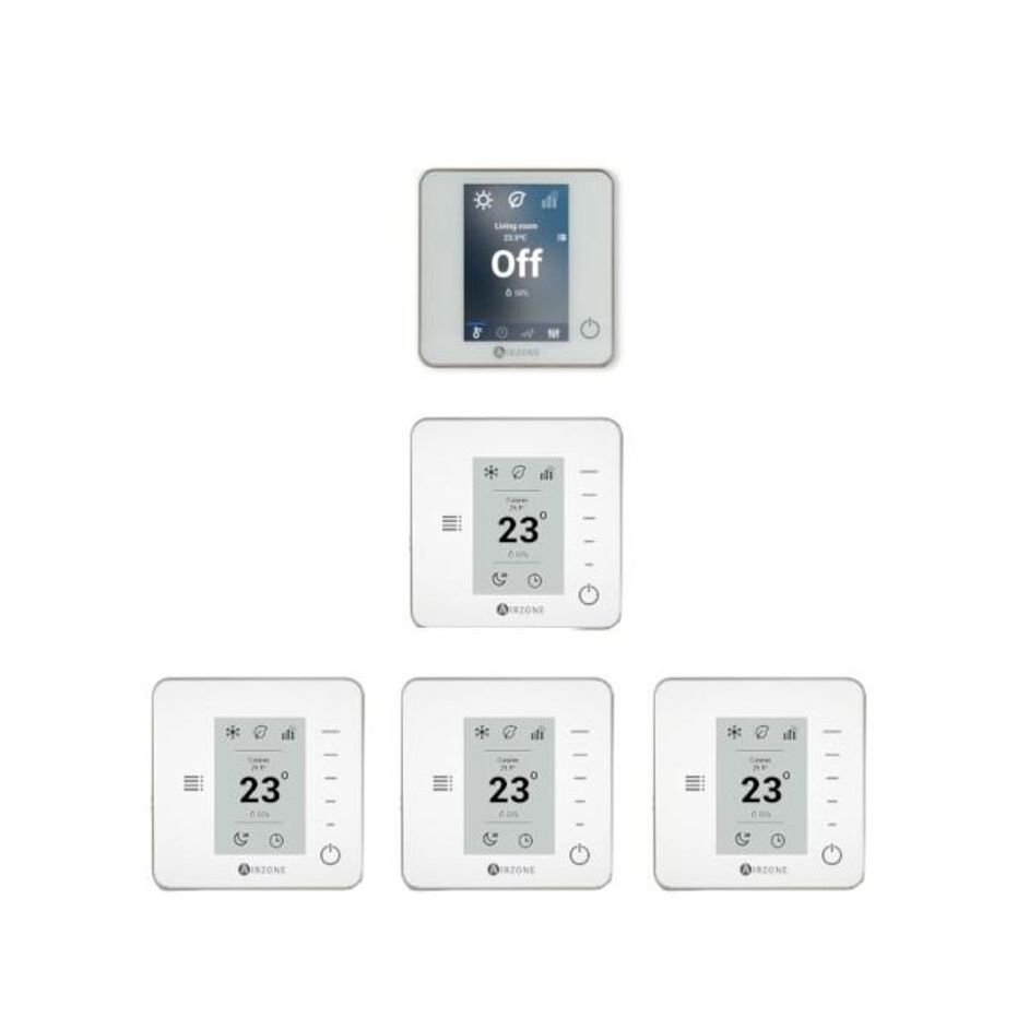 Pack thermostats - Airzone - Bluefacezero filaire blanc (1) Think radio blancs (2) + (1) câble 15m - PTBTR3B