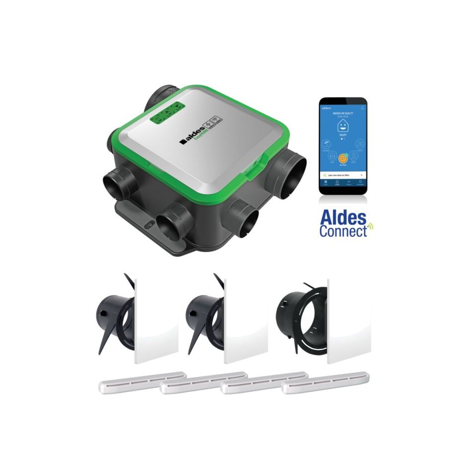 Kit EasyHome PureAir Compact Premium + Grilles de ventilation ColorLINE® + Entrées d’air AirFILTER® - ALDES - 11033060