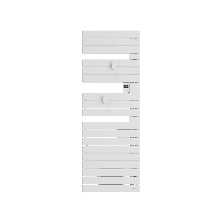Sèche-serviettes électriques ATLANTIC - Néfertiti Standard - Avec soufflerie - Mât à droite - 1000+750W - Blanc Carat - 850071